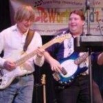 Ken ("Nite Train") Briggs onstage with Kim Simmonds ("Savoy Brown" guiarist) at Taylor Auditorium for a Blues Fest at Shenectady County Community College (SCCC).